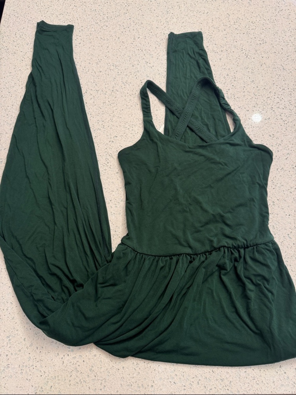 Sleeveless Dark Green Crossback Jumpsuit